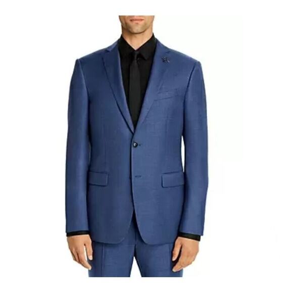 John Varvatos Star Usa Bleecker Melange Solid Suit Jacket Blue Size 46R 1752 - Picture 1 of 1